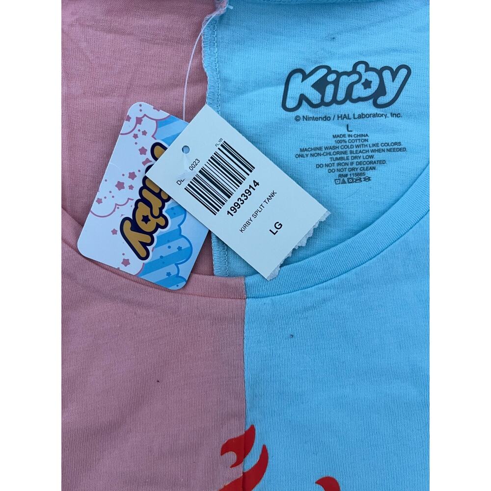 Kirby Men's Tank Top Large Pink Blue Split Fire Graphic Nintendo New With Tags - Picture 5 of 7